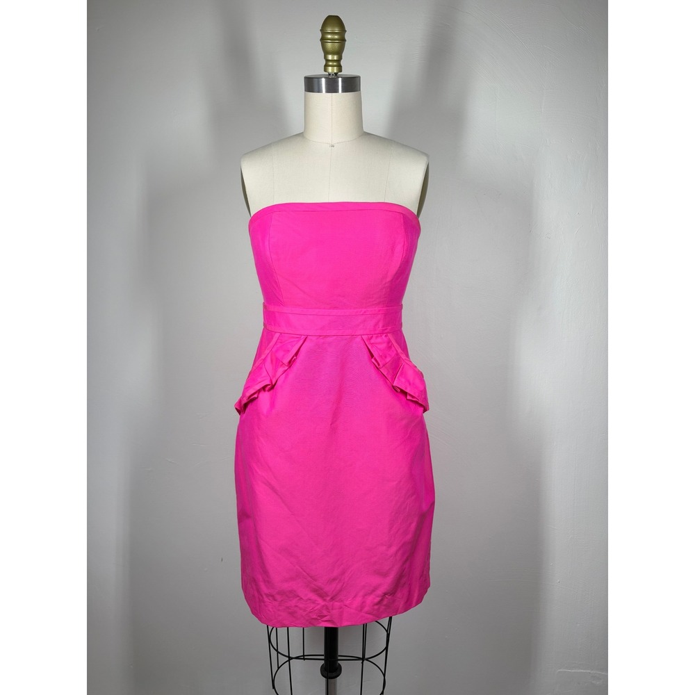 J. Crew Strapless Sheath Dress 2 Hot Pink Silk Blend Barbiecore Feminine